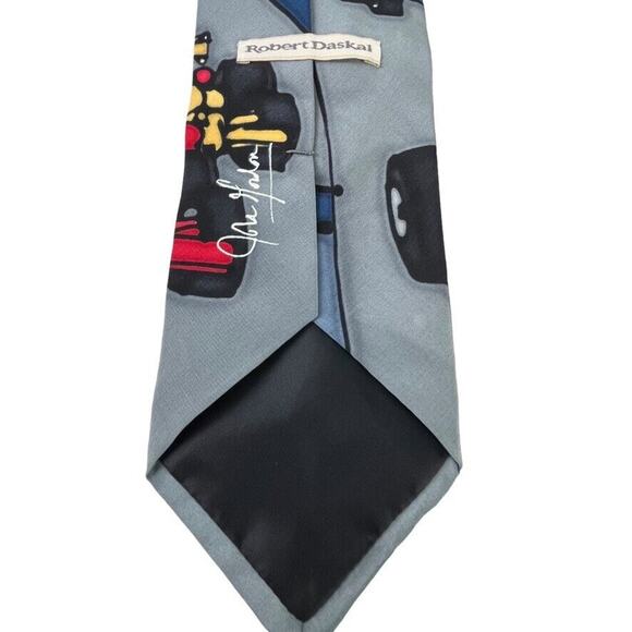 Robert Daskal Hand Painted Hand Sewn Signed Neck Tie Car Racing 100% Silk - Picture 14 of 16
